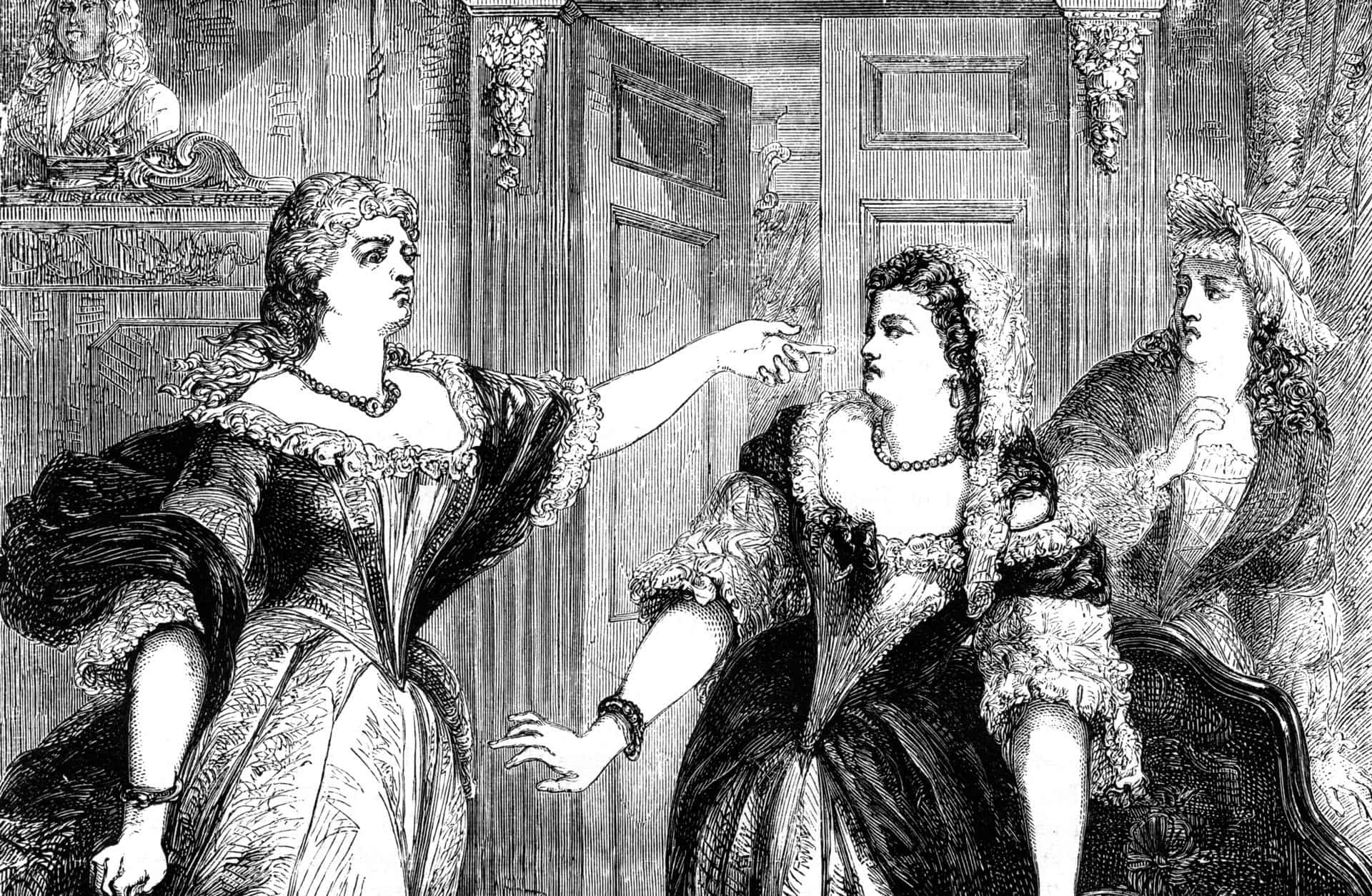 The Duchess of Marlborough upbraiding Queen Anne and Abigail Masham.