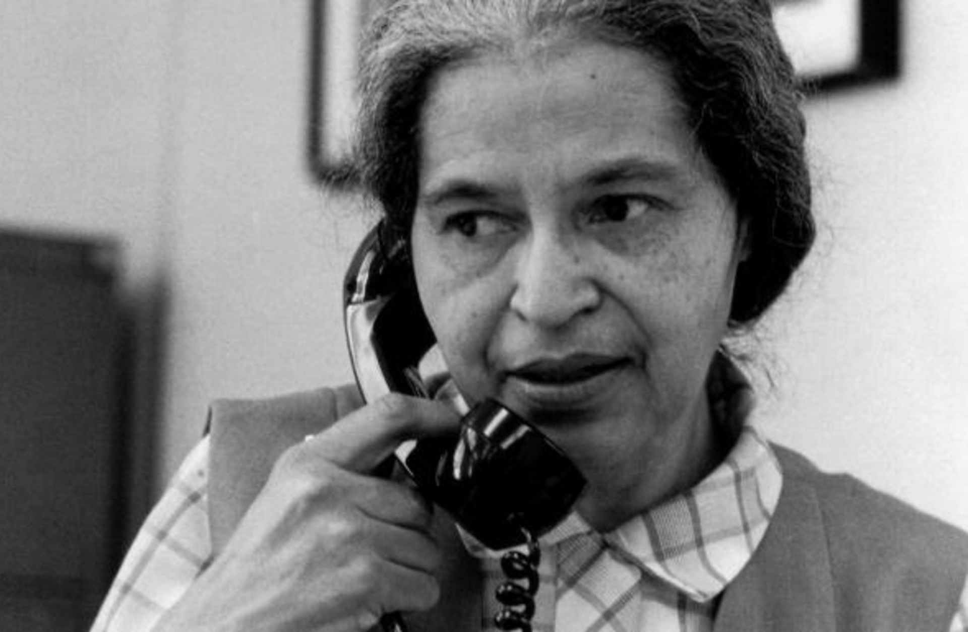 Rosa Parks, who once refused to move to the back of the bus in Montgomery, Alabama, now works on the staff of U.S. Congressman John Conyers, Jr. of the first district Michigan. Parks is shown May 28, 1971. (AP Photo/Jim McKnight)