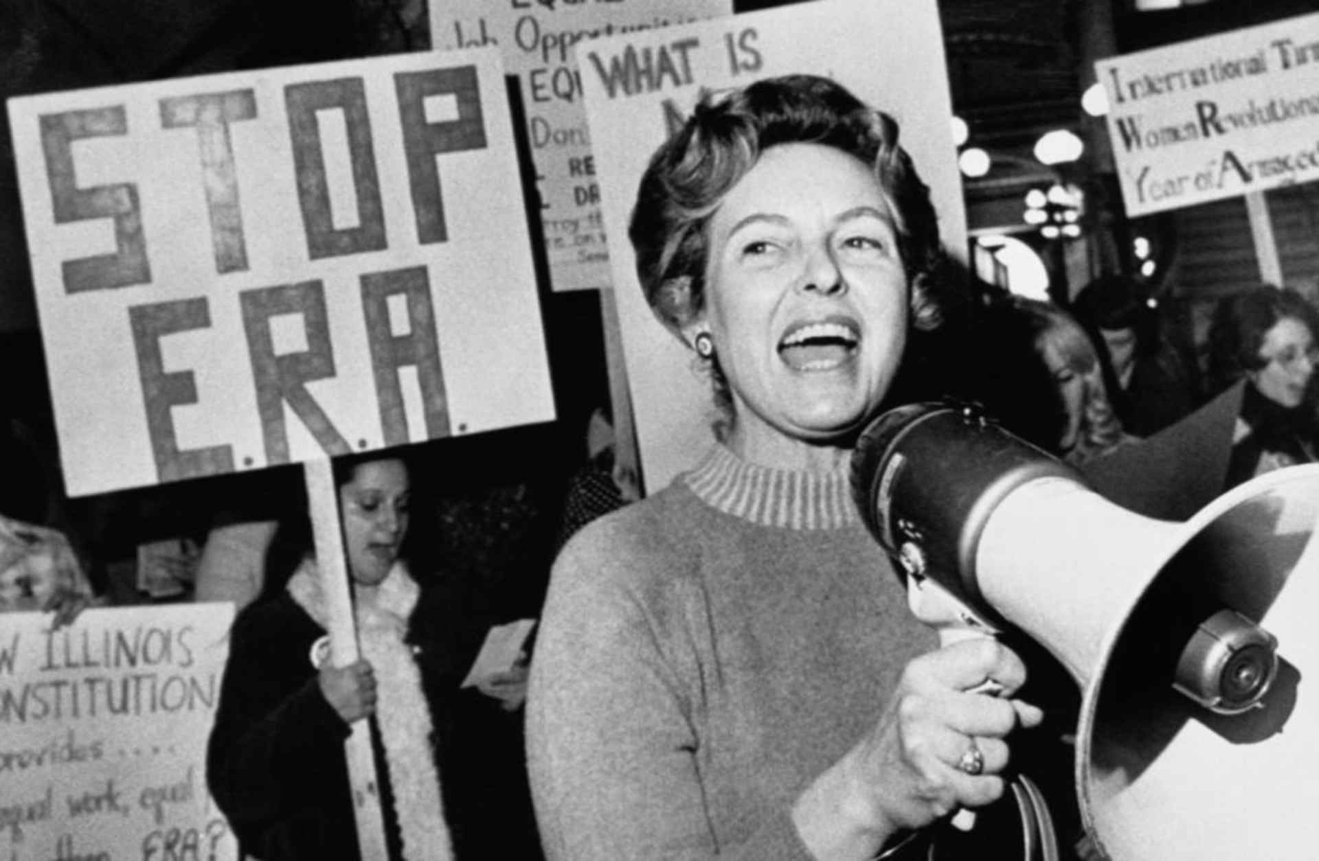 'Stop ERA' national Chairman Phyllis Schafly leading members opposed to the equal rights amendment.