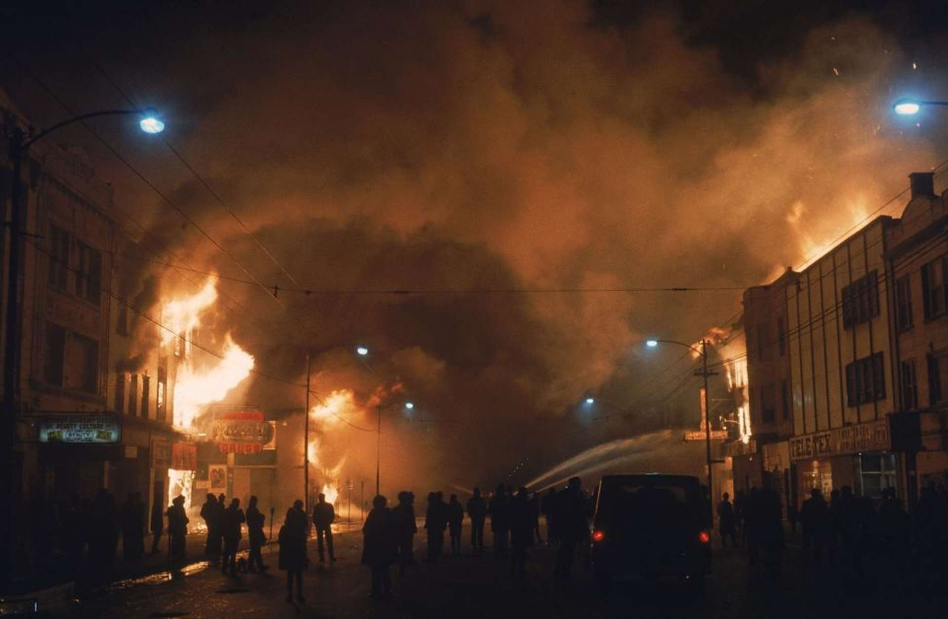 Streets ablaze from rioting following the assassination of Martin Luther King Jr., 1968. (Credit: Lee Balterman/The LIFE Picture Collection/Getty Images)