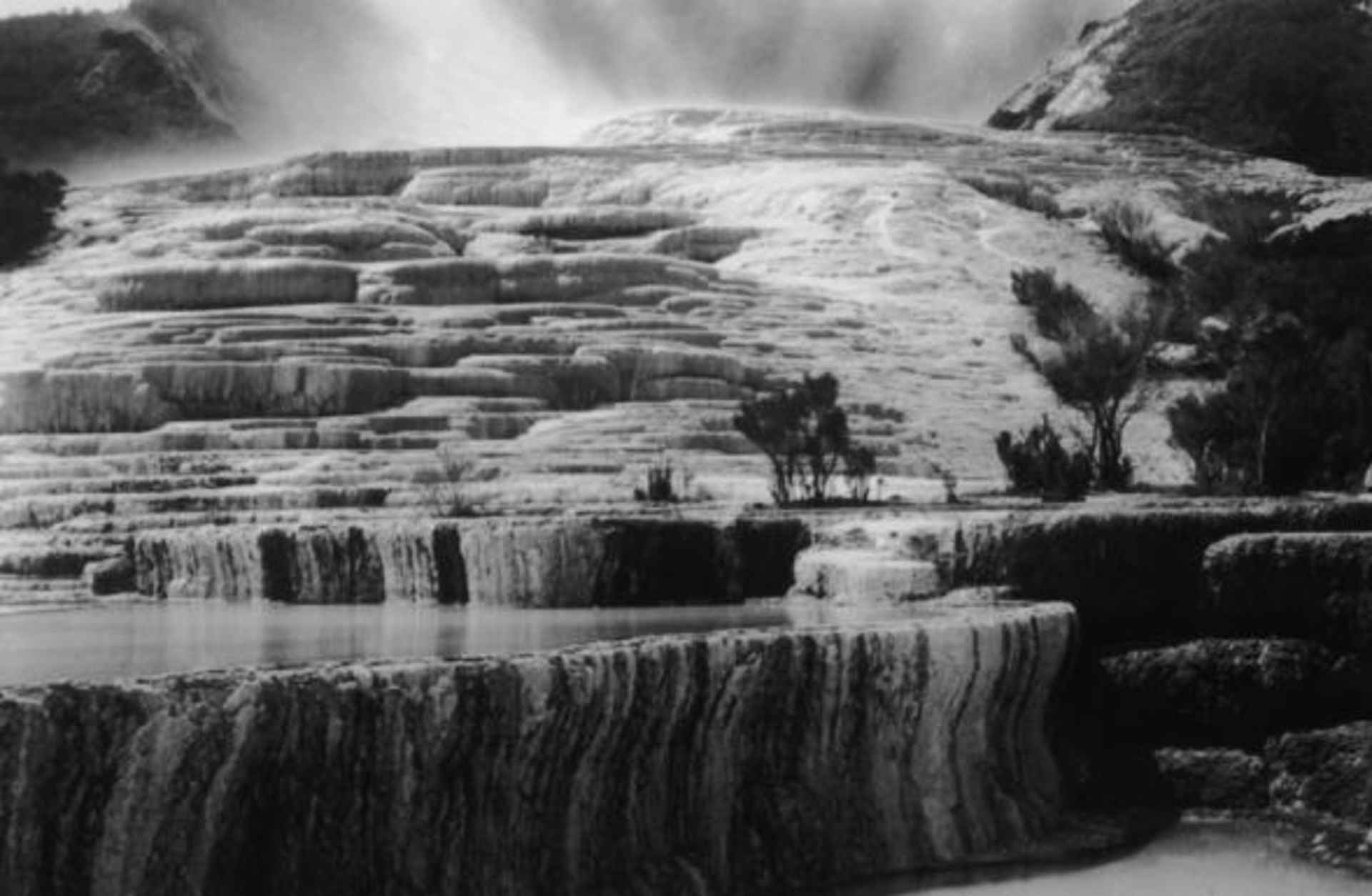 The Pink and White Terraces at Lake Rotomahana, circa 1880.
