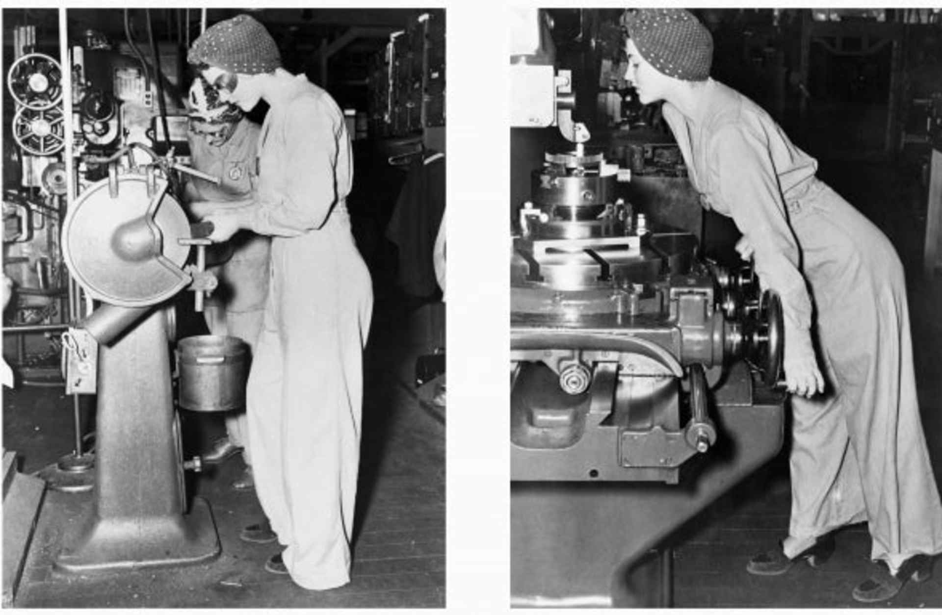 Naomi Parker, more famously known as Rosie the Riveter, working in heels at the Alameda Naval Air station during WWII.