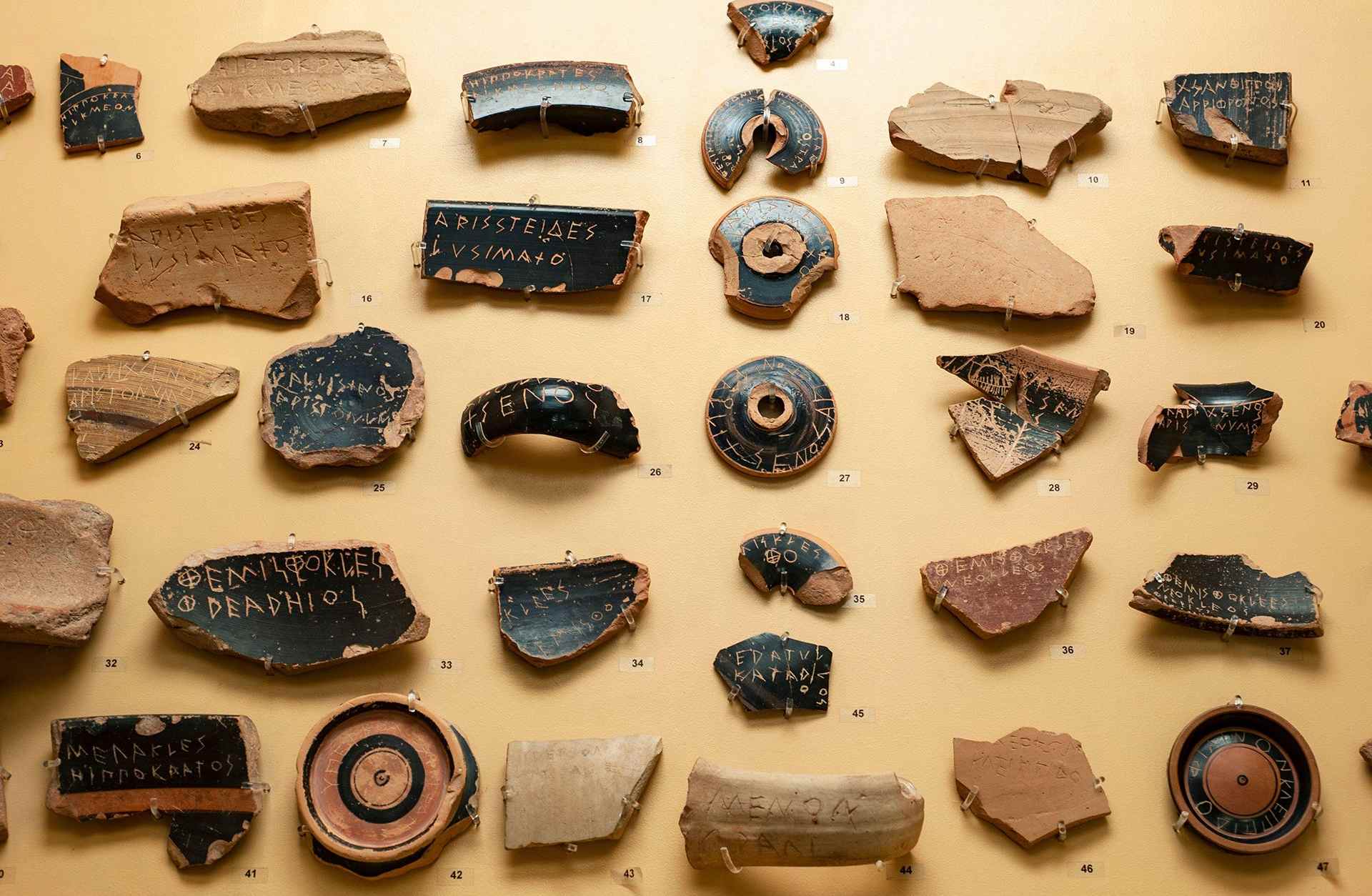Shards of pottery that were used as voters' ballots in ancient Greece.
