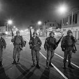National Guard with Rifles During Riot