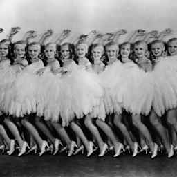 Line Of Chorus Girls In Feathered Costumes
