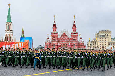 Ceremonial soldiers parade during 79th anniversary of the Victory Day in Red Square in Moscow, Russia on May 9, 2024. 