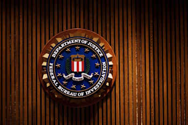 A crest of the Federal Bureau of Investigation is seen 03 August 2007 inside the J. Edgar Hoover FBI Building in Washington, DC.