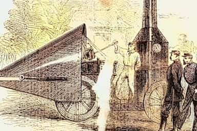 Winan's Steam Battery, invented in 1861, was a steam gun which It is said will cast from 100 to 500 balls per minute.