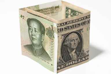 Chinese and U.S. currency.