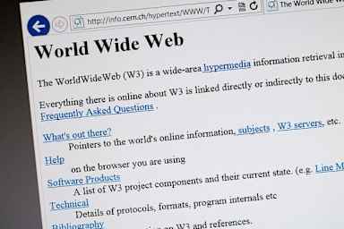A 1992 copy of the world's first web page. (Credit: FABRICE COFFRINI/AFP/Getty Images)
