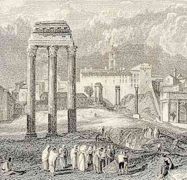 Engraving of the Forum Romanum (Roman Forum).