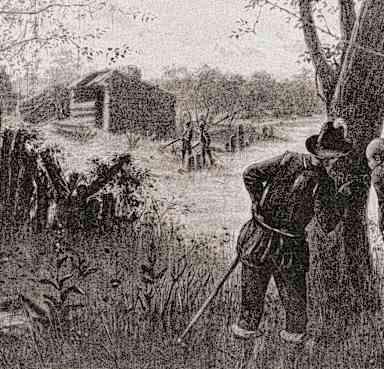 John White discovers the word Croatoan carved onto a tree upon his return to the deserted Roanoke Colony in 1590.