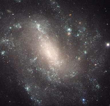 An image taken by the Hubble Space Telescope capturing a galaxy.
