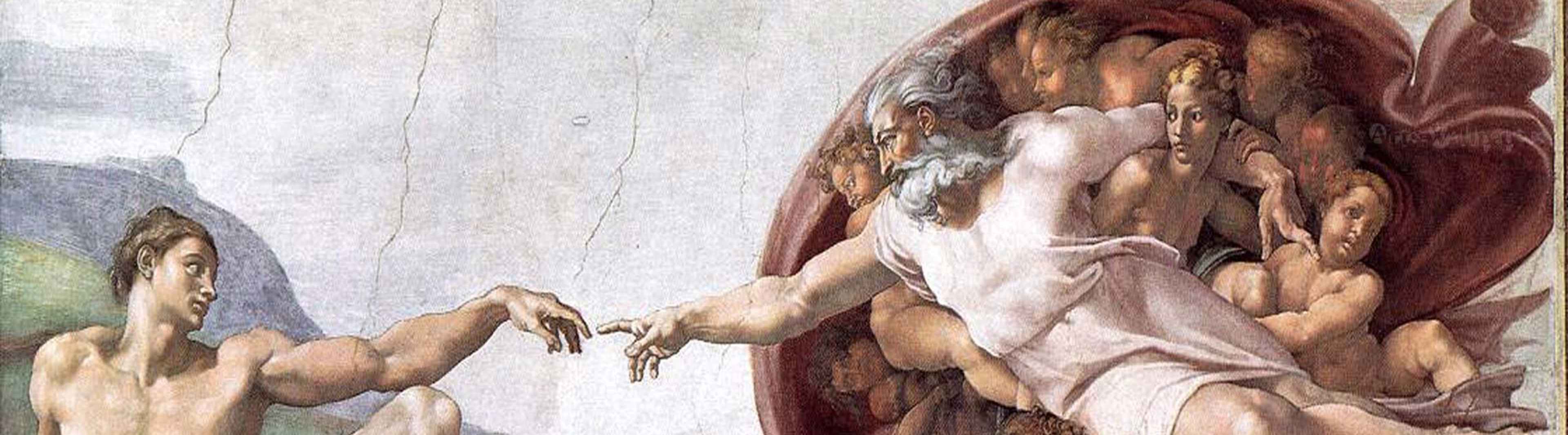 The Creation of Adam from the Sistine Chapel ceiling by Michelangelo Buonarroti (Italian, 1475 - 1564); fresco, 1508 - 12. (Photo by GraphicaArtis/Getty Images)