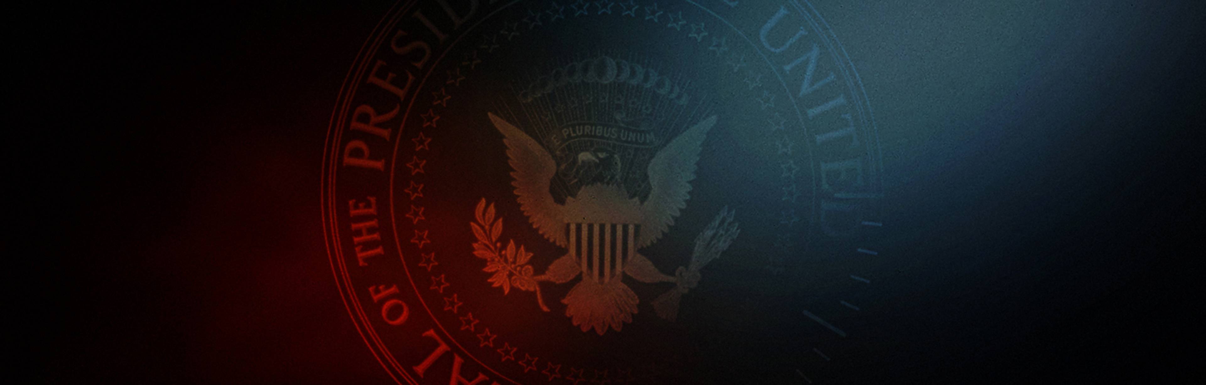 The image depicts the seal of the United States, featuring the bald eagle emblem and the text "The Great Seal of the United States" against a dark, moody background.