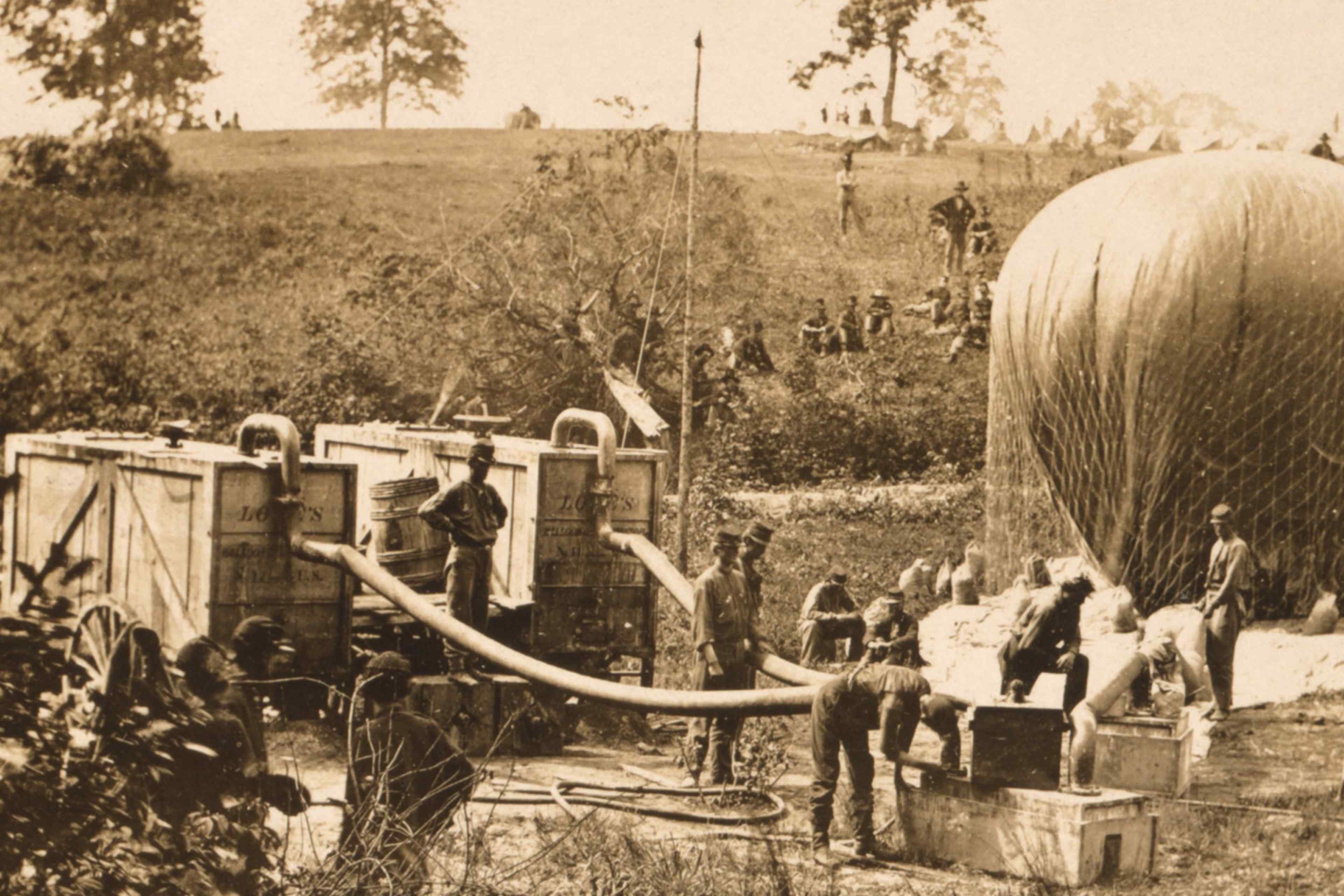 A military balloon deployed in the Civil War near Gaines Mill, Virginia (Photo by Buyenlarge/Getty Images)
