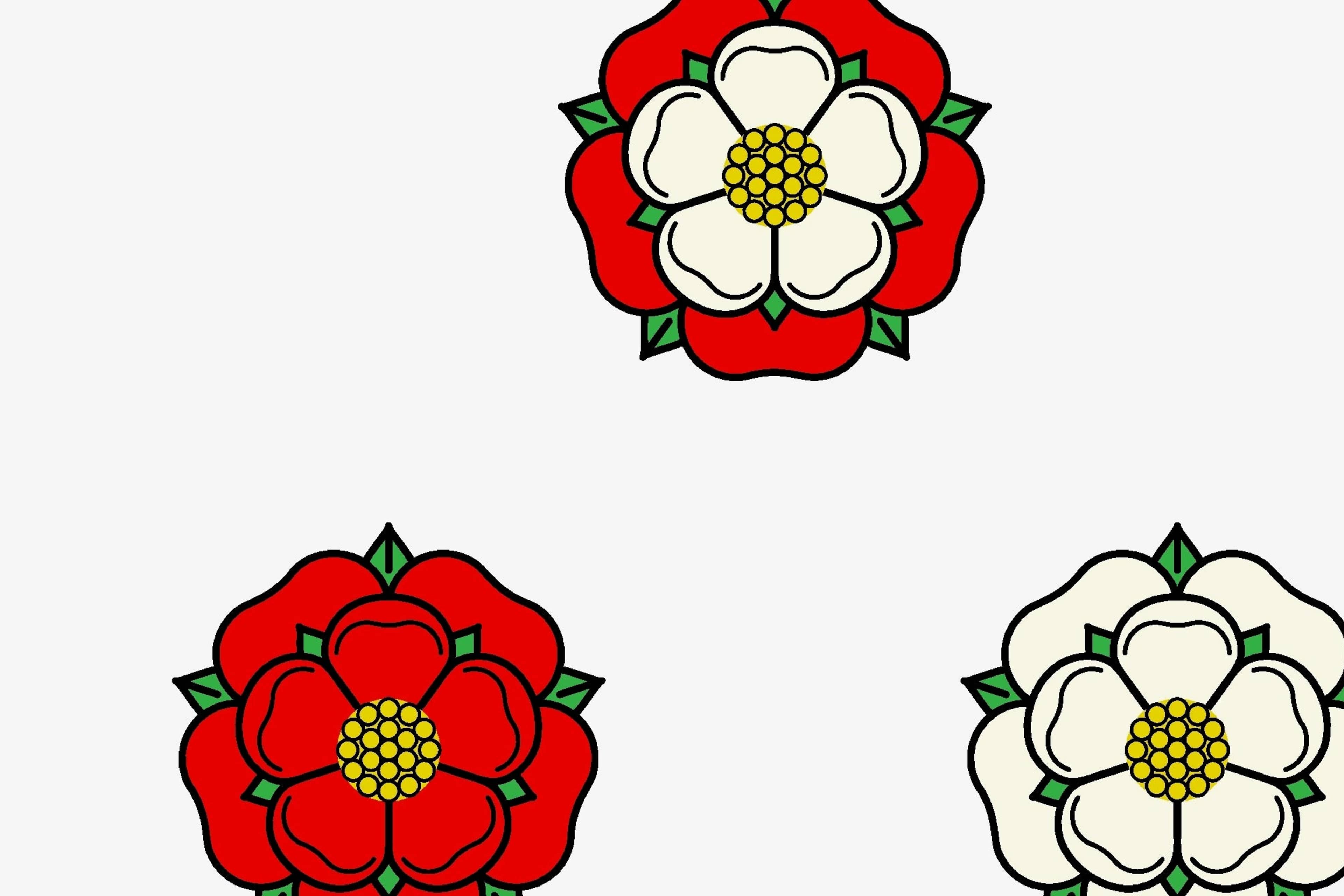 Tudor rose vector isolated icons set. Traditional heraldic emblem of England. The war of roses of houses Lancaster and York.