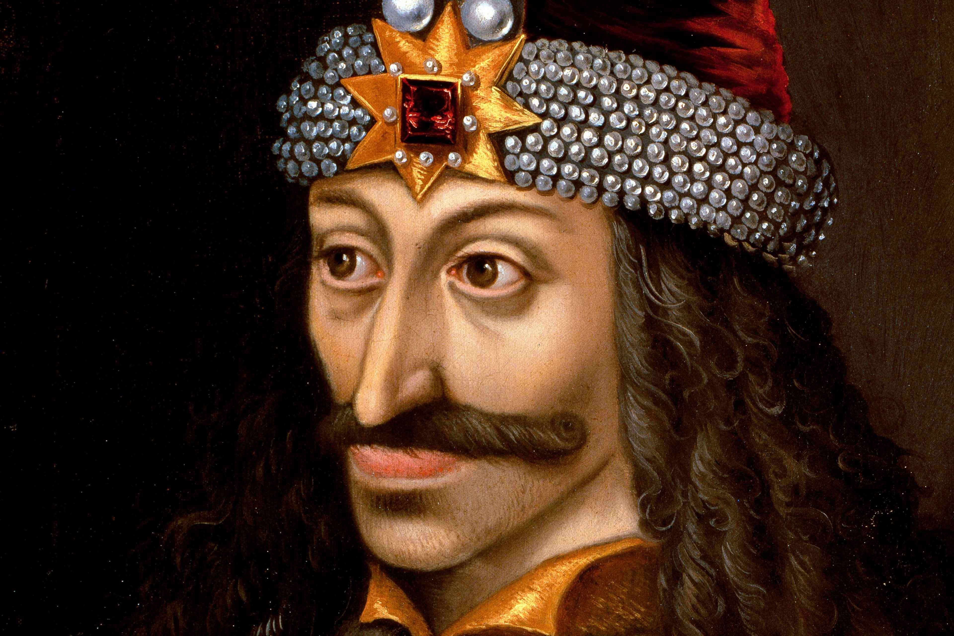 Portrait of Vlad III the Impaler, or Dracula (1431-1476) who was inspired Bram Stoker's novel Dracula, written in 1897. Anonymous painting of the 16th century. Ambras Castle, Austria.