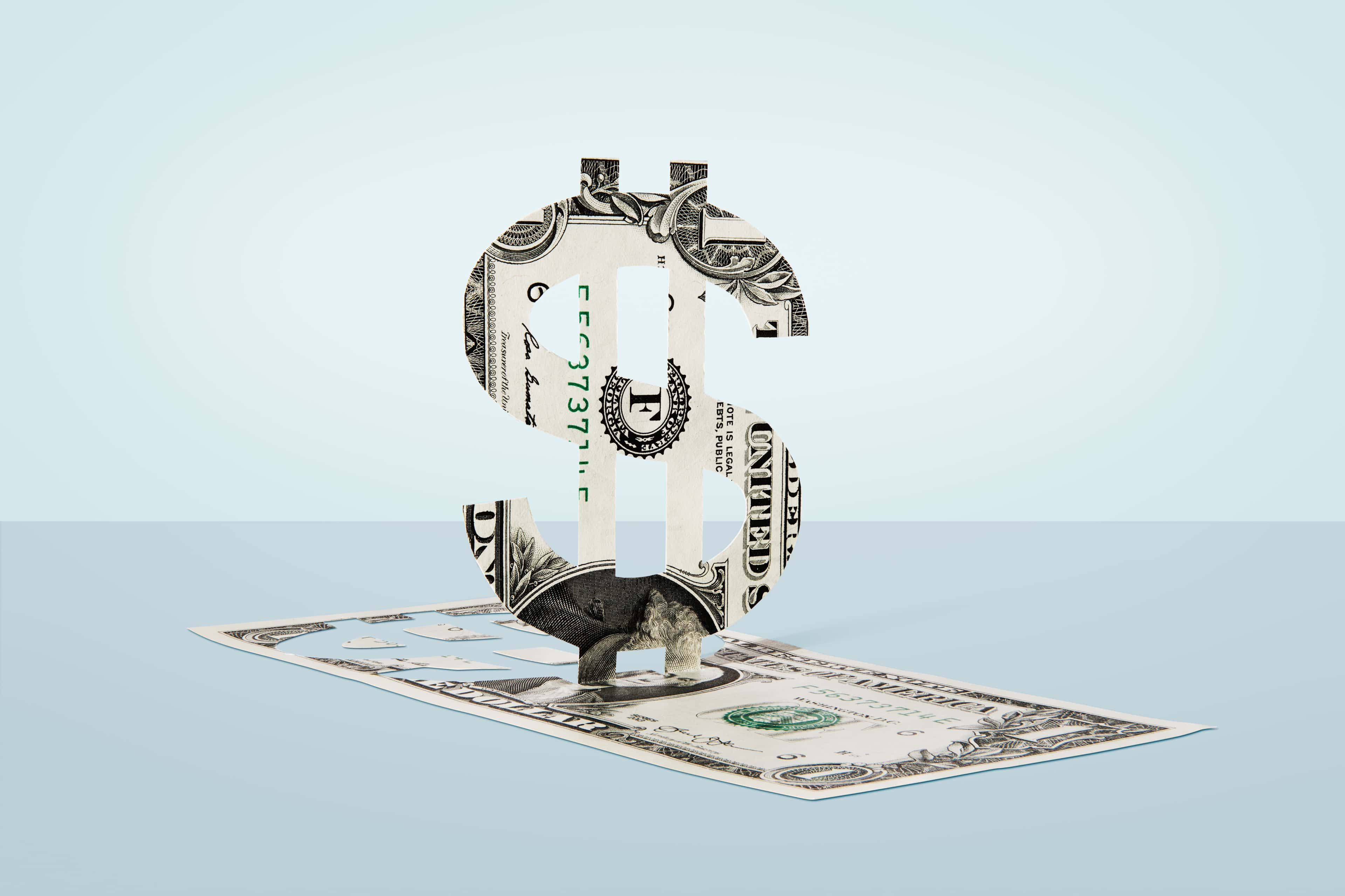 Paper-cut - Dollar sign. These are scalpel cut real dollar notes. All hand crafted.