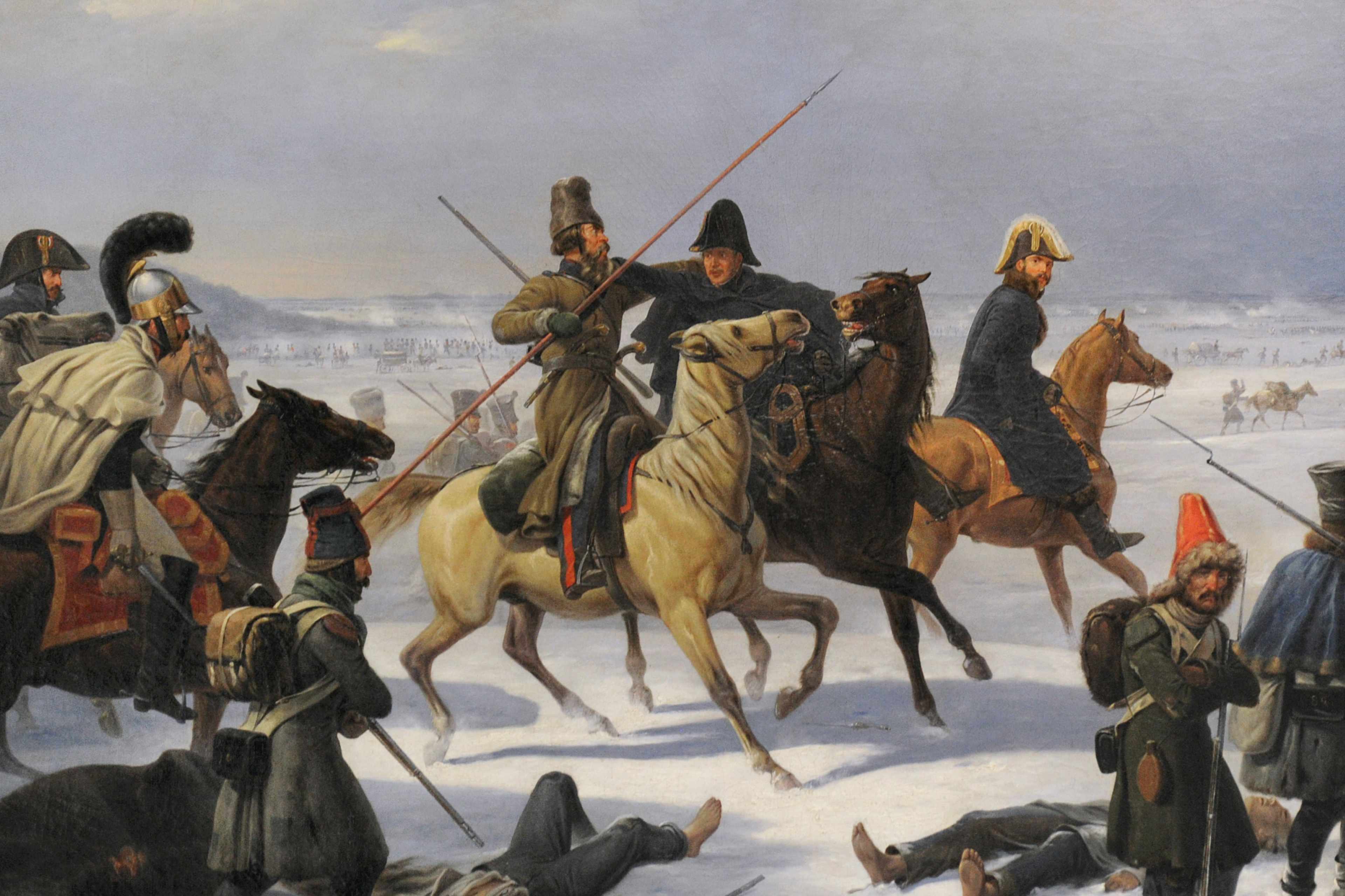 The French Army retreats from Moscow in this painting by Polish artist January Suchodolski (1797-1875).