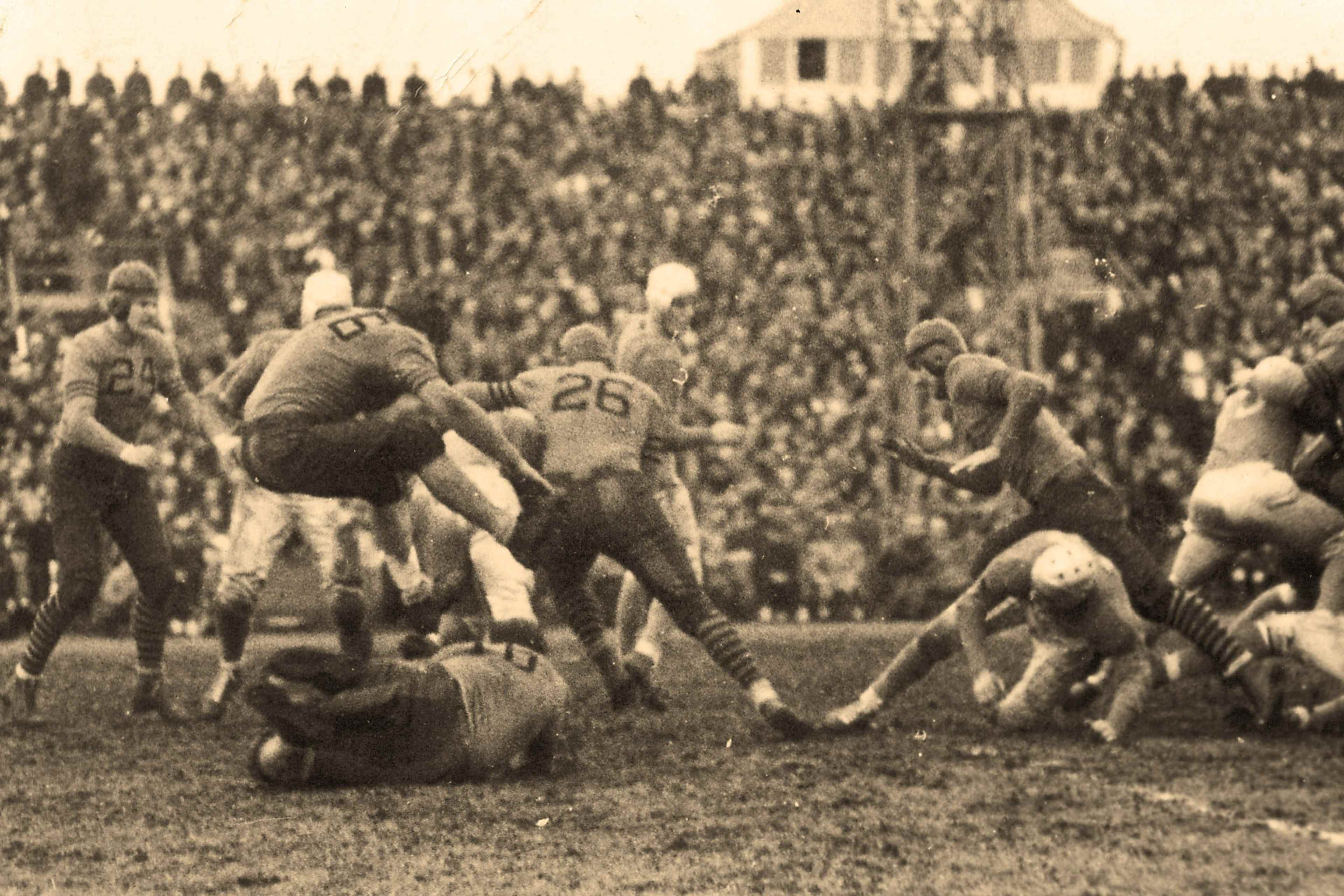 The Detroit Lions play the Chicago Bears on Thanksgiving Day on Thursday, Nov. 29, 1934. (Pro Football Hall of Fame via AP Images)