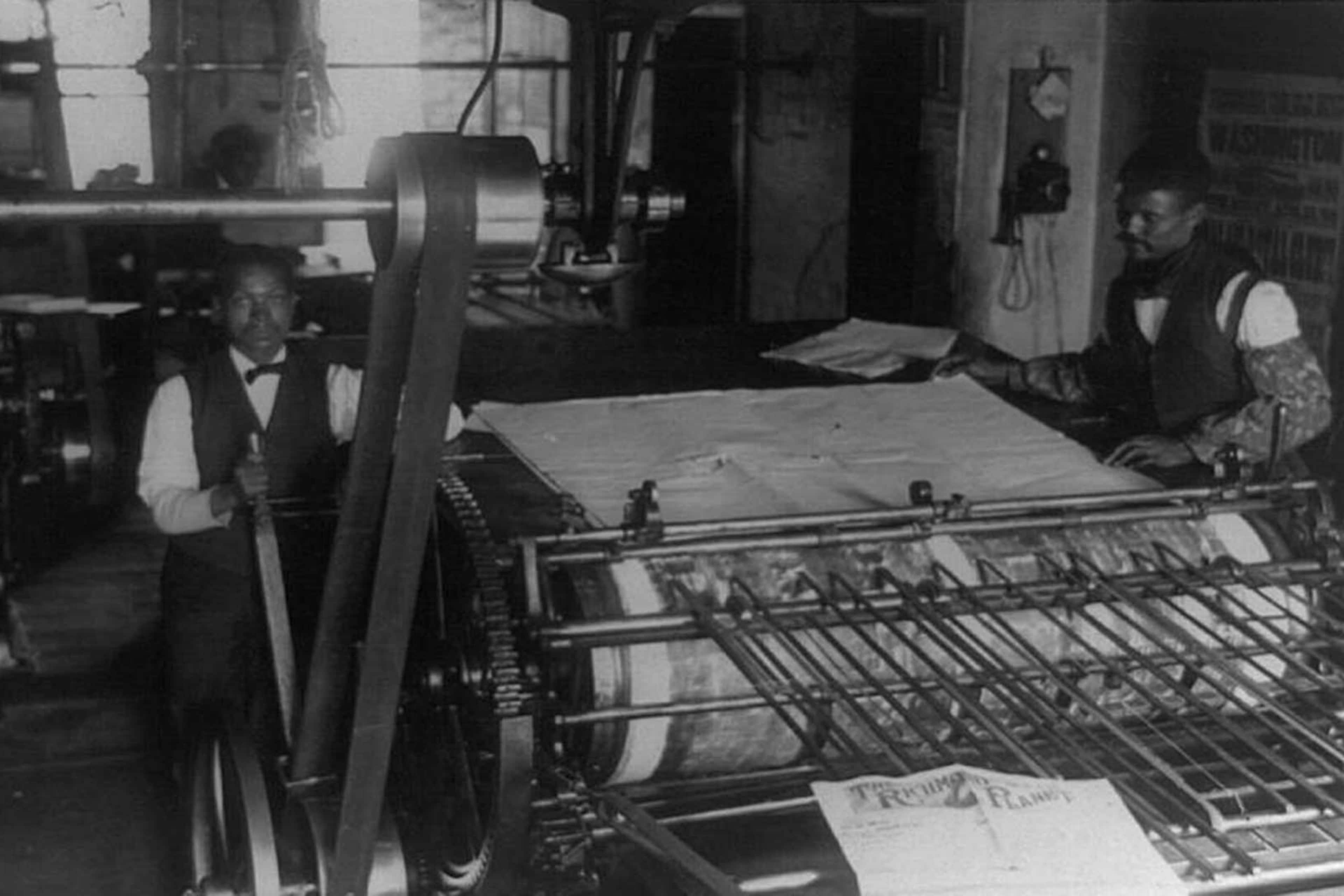 Press room of the Planet newspaper, Richmond, Virginia, circa 1899.