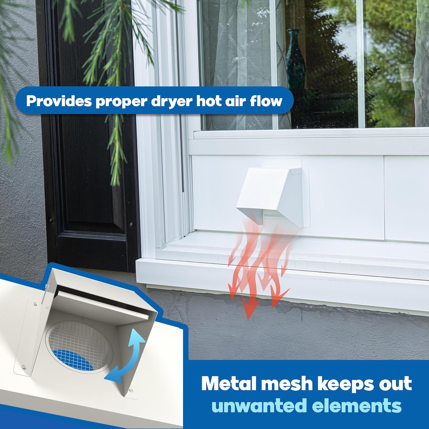 Aluminum Window Dryer Vent (Adjustable 23"36") 4 inch Window Vent