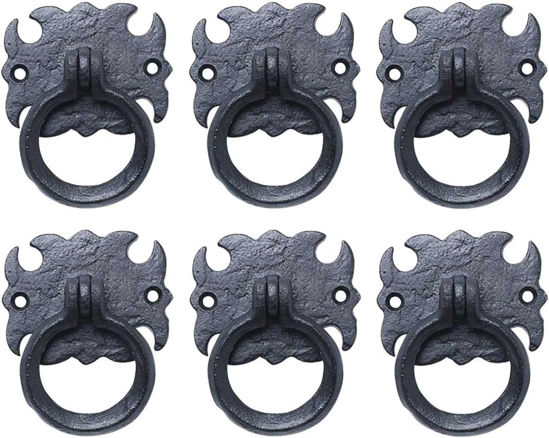 Renovators Supply Black Wrought Iron Drawer Bail Pull 6 L Antique Kitchen  Cabinet Drop Style Swing Handles Powder Coat Finish Complete Mounting  Hardware 