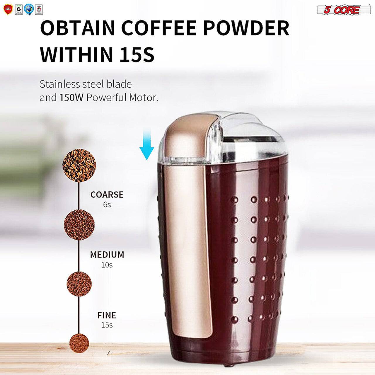 Wirsh Coffee Grinder - Electric Coffee Grinder with Stainless Steel Blades,Coffee and Spice Grinder with 15 Cups Large Capacity,150W Powerful Grinder