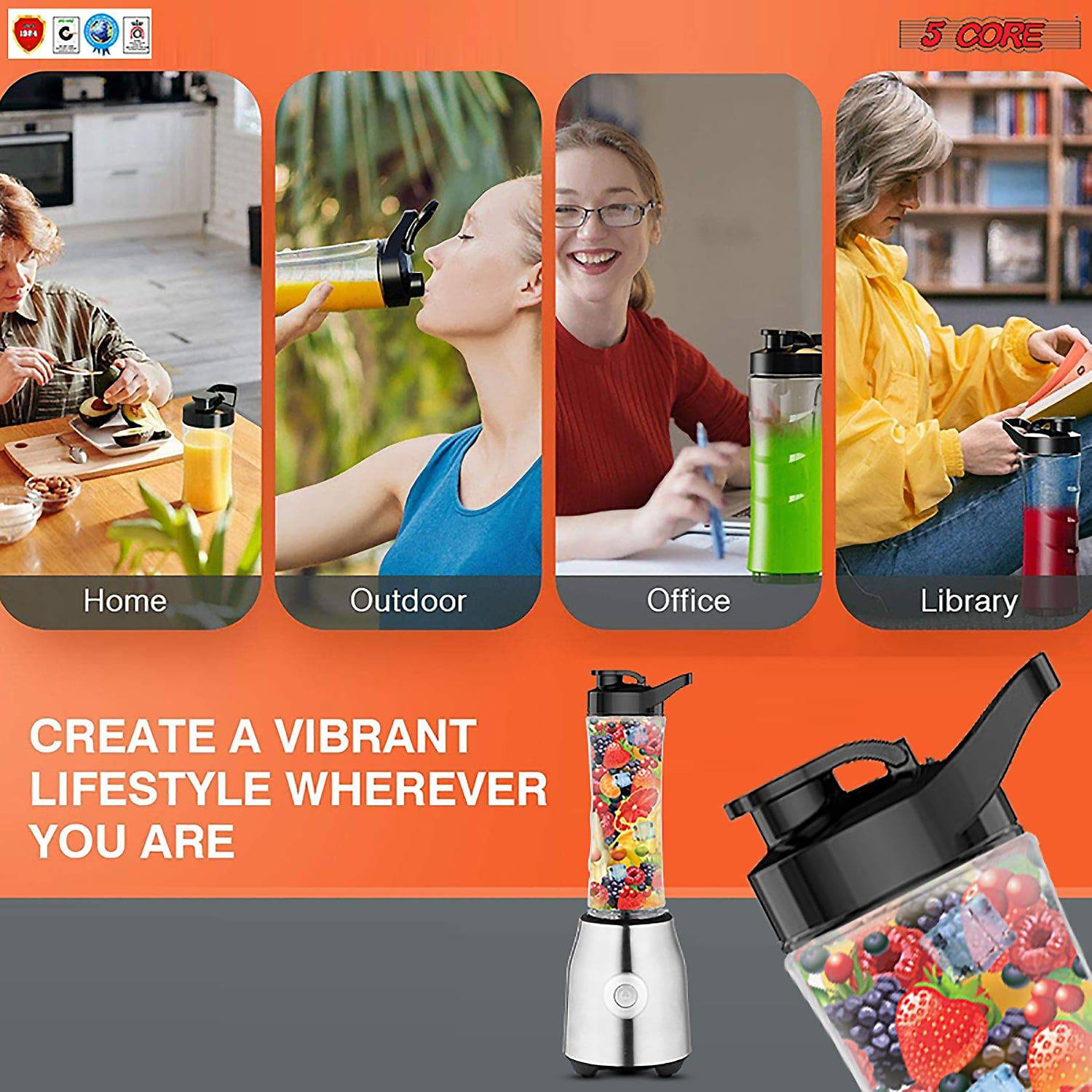 5 Core 600ml Personal Blender for Shakes and Smoothies; Powerful