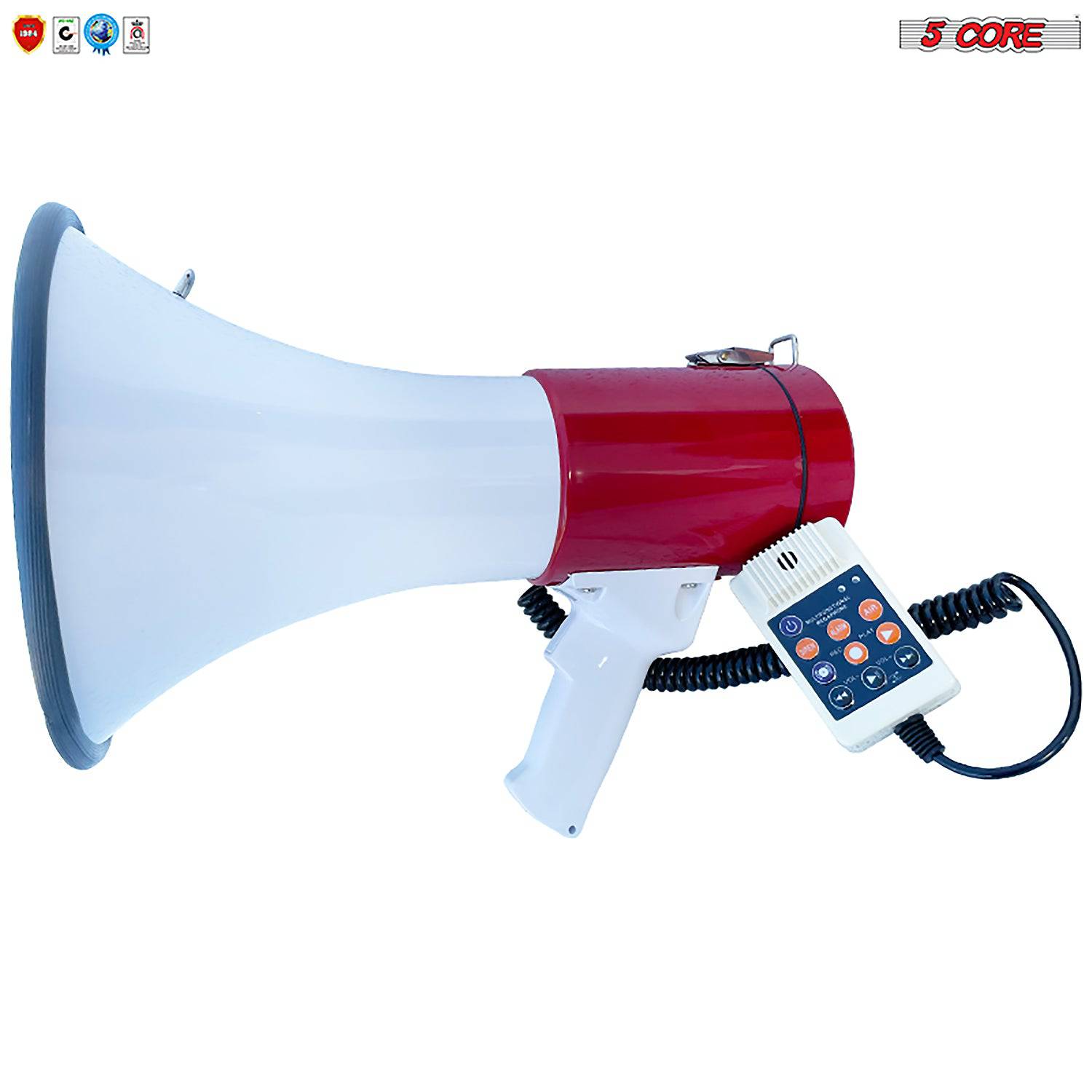 5 Core 50W Megaphone Handheld Bullhorn Cheer Loudspeaker Bull Horn