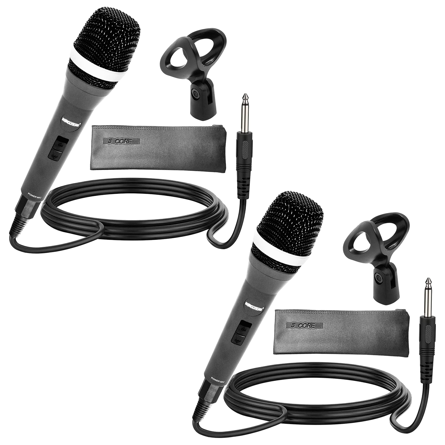 5 Core Karaoke Microphone Dynamic Vocal Handheld Mic Cardioid  Unidirectional Microfono w On and Off Switch Includes XLR Audio Cable Mic  Holder -PM 816 2PCS 