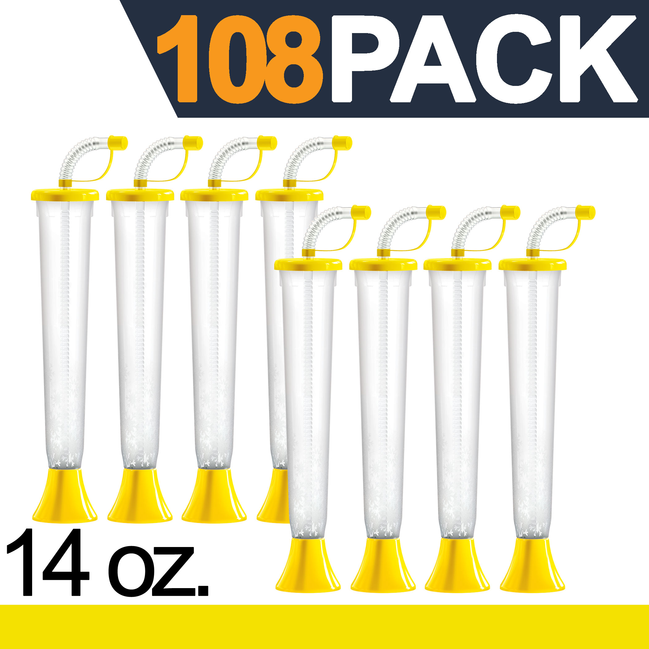 (108 Cups) Yard Cups Variety Pack - 14oz - for Margaritas and Frozen Drinks