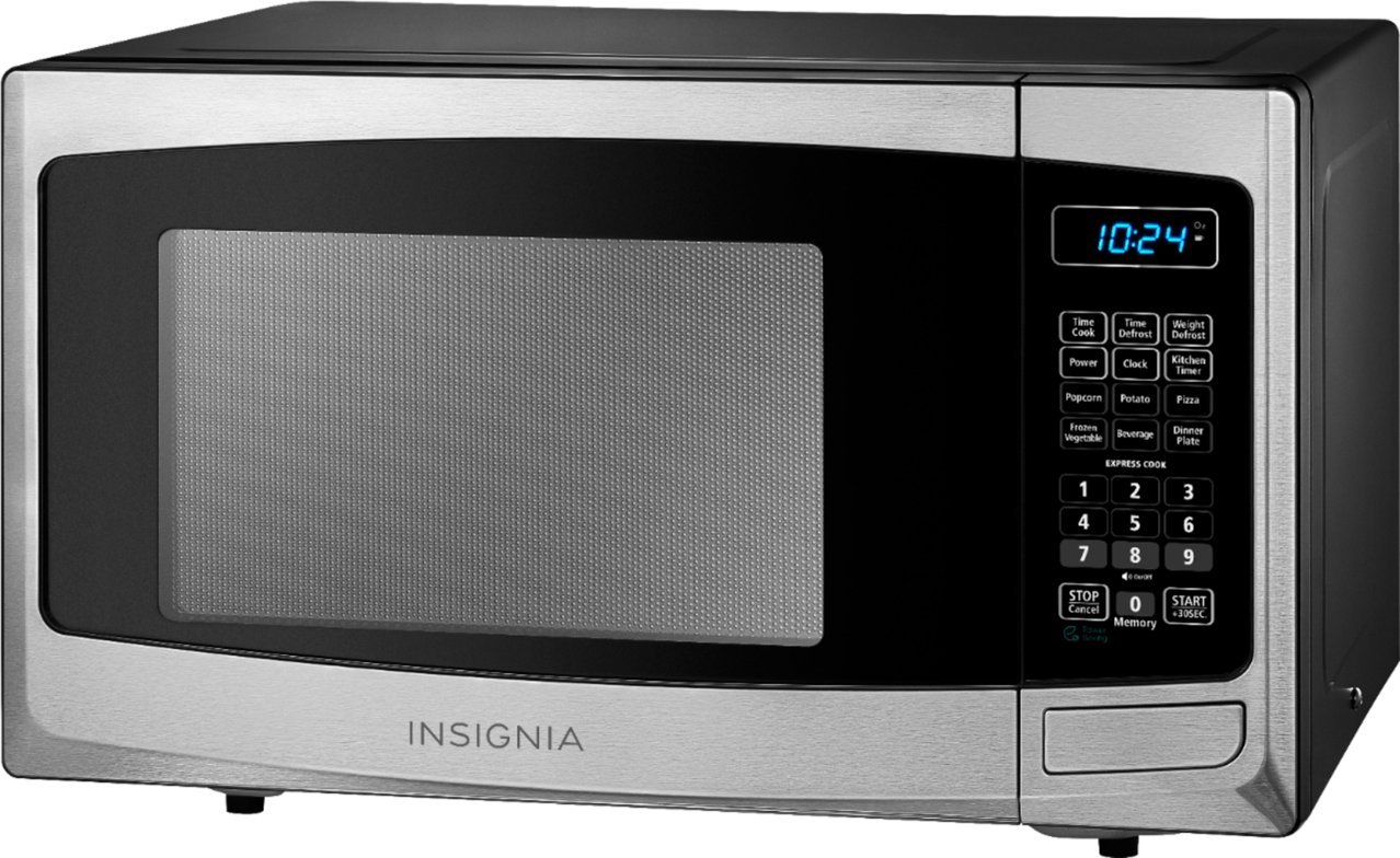 Insignia - 0.9 Cu. Ft. Compact Microwave - Stainless steel