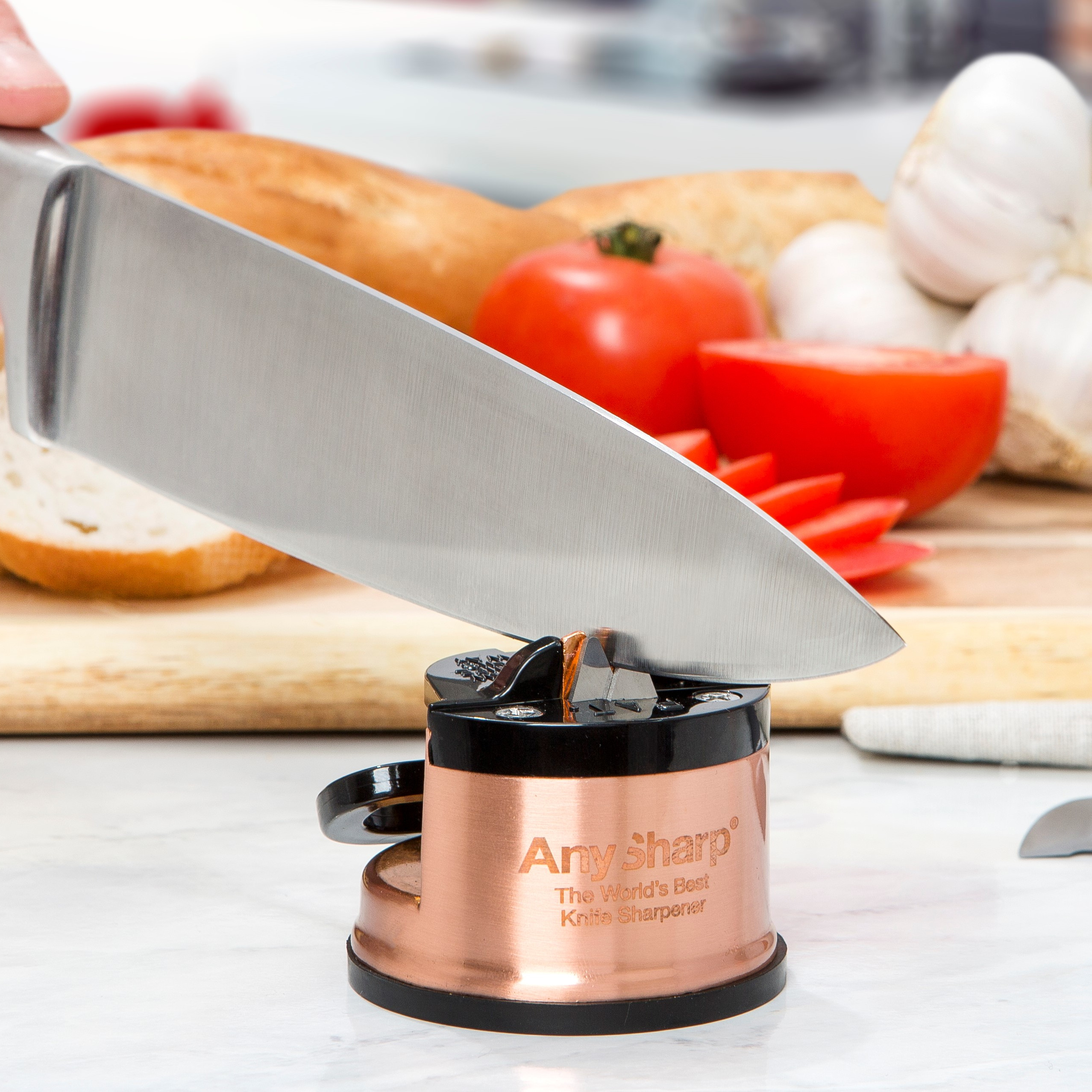 AnySharp Essentials - Knife Sharpener with PowerGrip - For Knives and  Serrated Blades