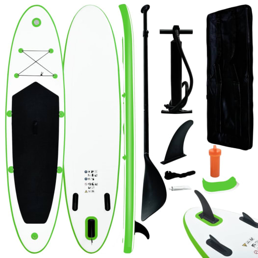 Juego de tablas de paddle surf hinchables verde y blanco