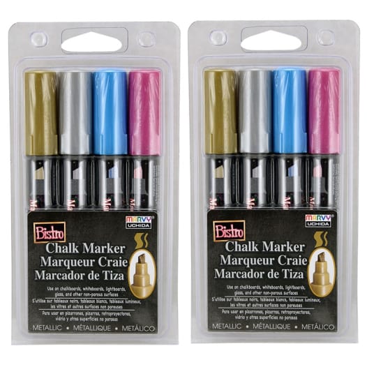 American Crafts Erasable Chalk Markers 2/Pkg Gold & Silver