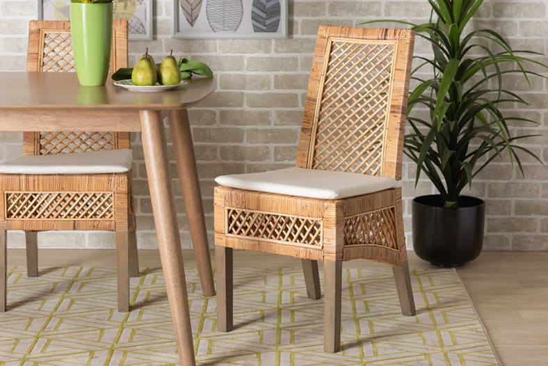 Argos Modern BohemianNaturalRattan 2 Piece Dining Chair Set per SET