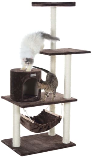 GleePet GP78590223 59-Inch Real Wood Cat Tree In Coffee Brown With