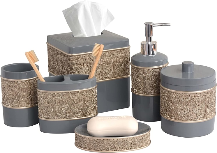  Decozen Black Gold Bathroom Accessories Set - 6 Piece