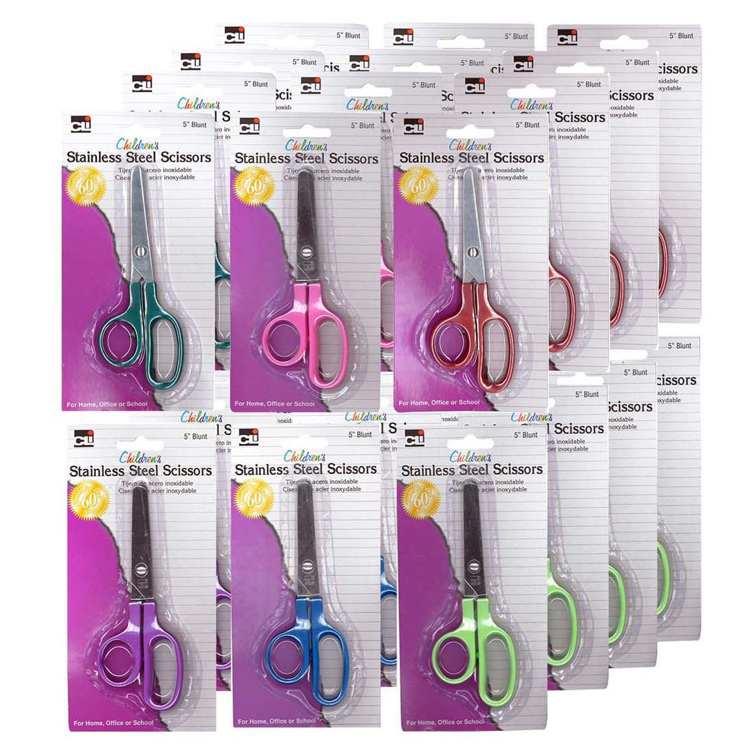 Children's Scissors, 5, Blunt Tip, Assorted Colors | Bundle of 10 Each