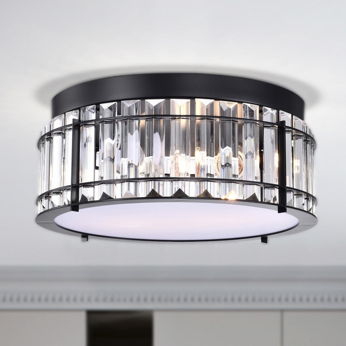 Karl 15 in. 3-Light Indoor Chrome Finish Semi-Flush Mount Ceiling