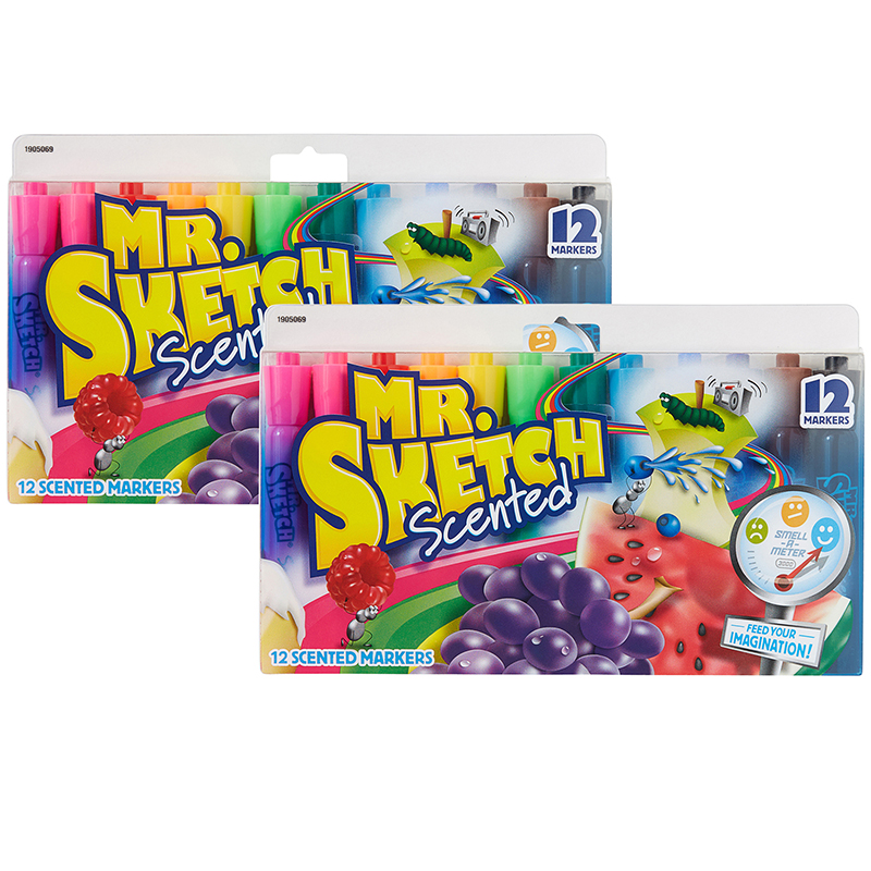 Mr. Sketch Scented Stix Markers, Fine Tip, Assorted Colors, 10 Count