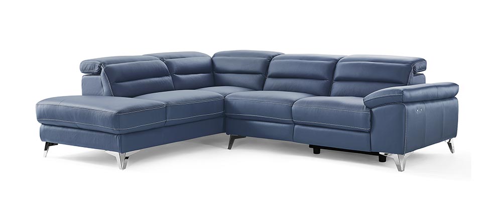 Navy blue leather sectional couch deals