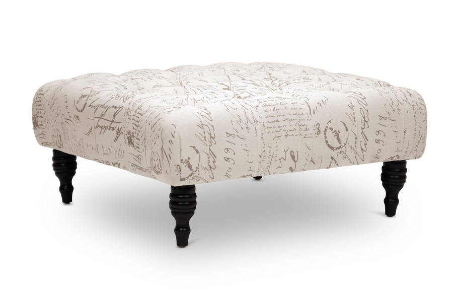 KeswickScript Print Modern Tufted Ottoman