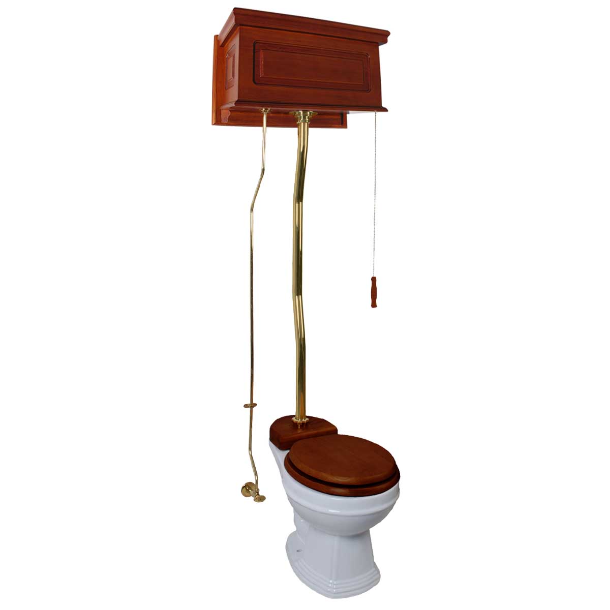 Aspen High Tank Pull Chain Toilet White Ceramic Tank Elongat