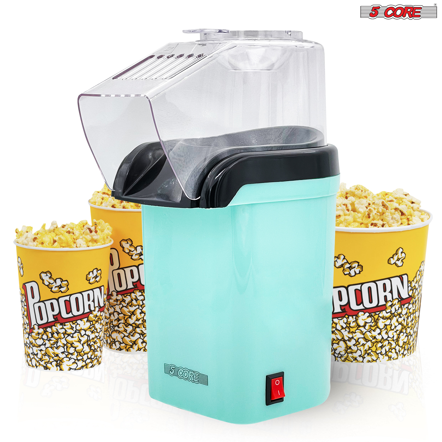 5 Core Popcorn Machine Maker Popcorn Machine with Wheels, 1400 Watts, 120  V, Hot Air Popper Popping 12 Cup Retro Vintage Fashioned Style, For Movie  Parties. Red 5 Core POP 820 POP 820