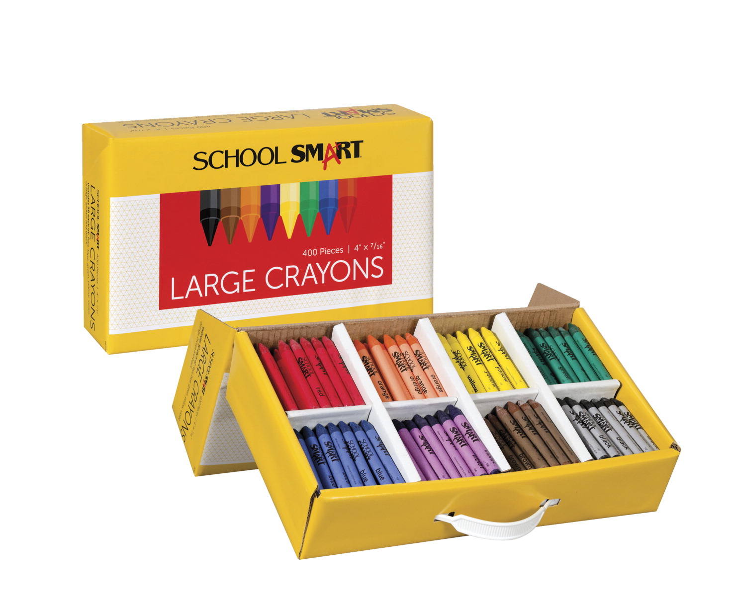 School Smart Large Crayons in Storage Box, Assorted Colors, Pack of 400