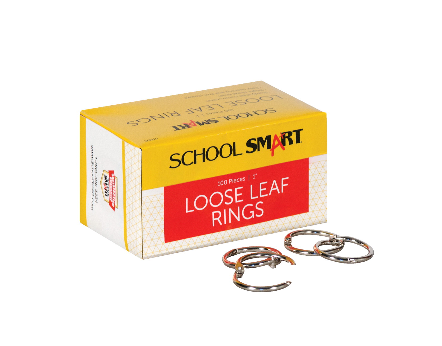 School Smart Nickel Plated Steel Loose Leaf Ring 1 in Pack of 100