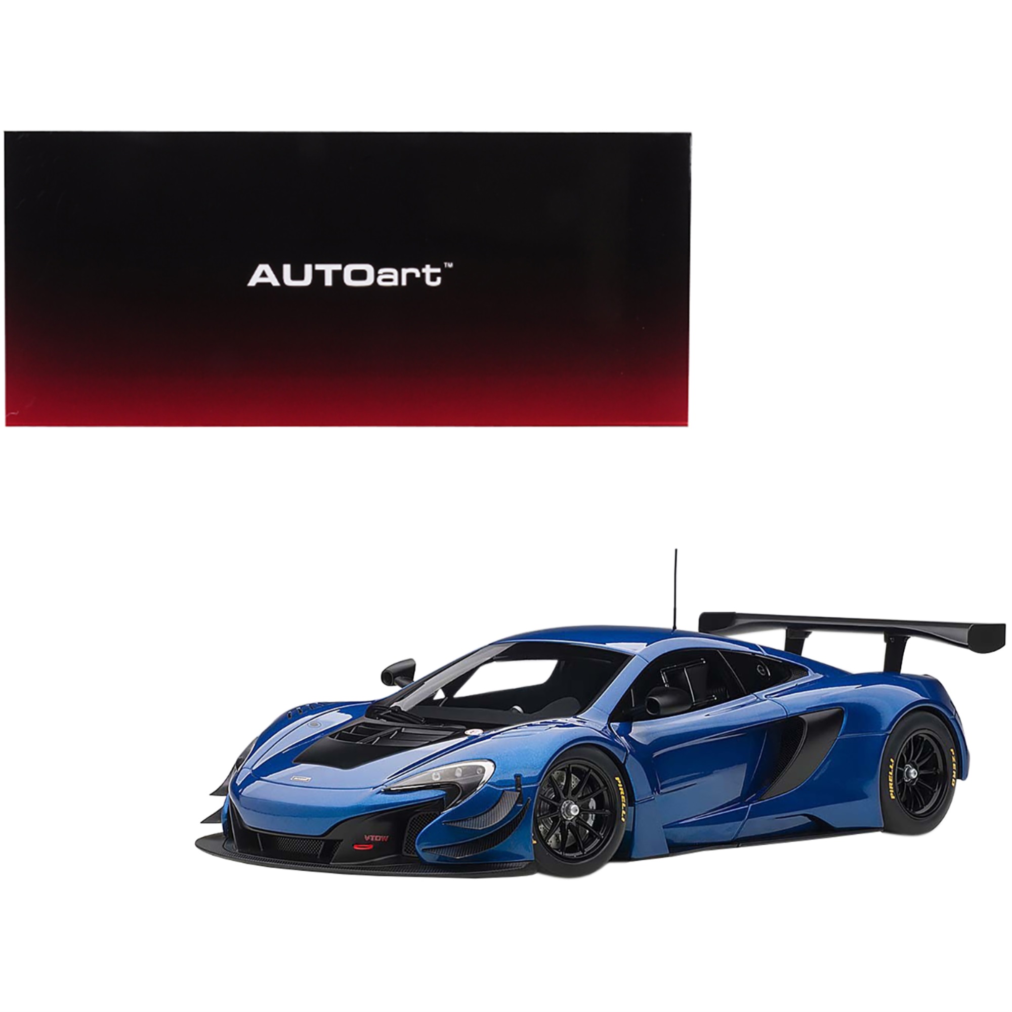 Mclaren 650S GT3 Azure Blue with Black Accents 1/18 Model Car by